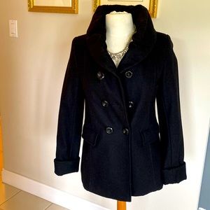 Black fitted shawl collar double breasted coat, XS